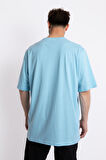 Adam Boxes Baskılı Oversize O-Yaka T-shirt Suelto - Açık Mavi