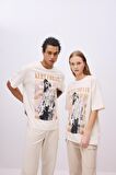 DeFacto Unisex Kurt Cobain Oversize Geniş Kalıp Bisiklet Yaka Kısa Kollu Tişört C3769AX24SMER103
