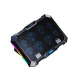 Claw's Vortex 8x Turbo LED Fan - 10 Modlu RGB - LCD Ekran - Ayarlabilir Fan Hızı & 7 Farklı Stand Yükseklik Kademesi – 2x USB - Metal Mesh Zemin Notebook Soğutucu - Siyah (9"-17" Boyut Destekli)
