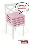 Xpermate Fermuarlı 4'lü Sandalye Minderi Su İtici Kumaş 40x40Cm Sünger Sandalye Minderi Bağcıklı Pembe