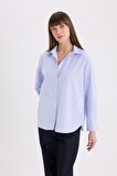 Oversize Geniş Kalıp Çizgili Oxford Uzun Kollu Gömlek