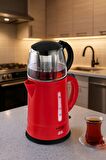 Awox Teaplus Cam Demlikli Elektrikli Çay Makinesi Kırmızı