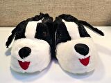Akınal Bella H023 Unisex Köpek Figürlü Peluşlu Terlik Siyah