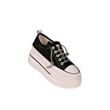 Guja 24y345-10 Kadın Kalın Taban Gizli Ökçeli Sneaker Ayakkabı Siyah
