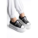 Guja 24y345-10 Kadın Kalın Taban Gizli Ökçeli Sneaker Ayakkabı Siyah