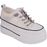 Guja 24y345-10 Kadın Kalın Taban Gizli Ökçeli Sneaker Ayakkabı Beyaz