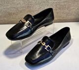 Aycan 1515 Kadın Baskılı Babet Ayakkabı Siyah