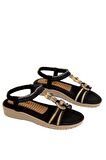 Guja 24y120-4 Kadın Masajlı Taşlı Günlük Comfort Sandalet Siyah