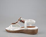 Guja 24y120-2 Kadın Taşlı Comfort Sandalet Beyaz