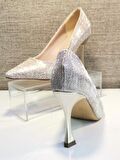Pretty 9246 Kadın Simli 9 Cm Kadeh Ökçe Stiletto Altın