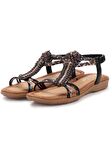 Guja 24y150-38 Kadın Taşlı Comfort Sandalet Siyah