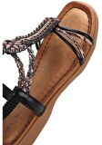 Guja 24y150-38 Kadın Taşlı Comfort Sandalet Siyah