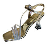Metro 910 Kadın Taşlı 8 Cm Topuklu Abiye Ayakkabı Altın