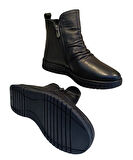 Voog 23663 Kadın Hakiki Deri Casual Comfort Bot Siyah