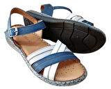 Castle Black 22382 Kadın Hakiki Deri Comfort Sandalet Lacivert