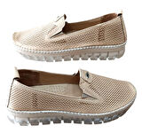 Castle Black 22385 Kadın Hakiki Deri Comfort Casual Ayakkabı Bej