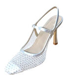 Flora 3025 Kadın Taşlı Fileli Abiye Ayakkabı Gümüş