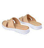 Castle Black 22357 Kadın Hakiki Deri Comfort Terlik Bej