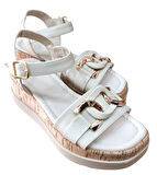 Castle Black 35178 Kadın Tokalı Dolgu Taban Sandalet Bej