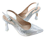 New Angel 892 Kadın Abiye Ayakkabı Gümüş