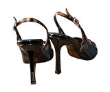 Mıcam 5750 Kadın Taşlı Tül Detaylı Önü Ve Arkası Açık Abiye Ayakkabı Leopar