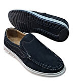 Wexperon W380 Erkek Hakiki Deri Bağcıksız Loafer Comfort Ayakkabı Nubuk Siyah