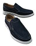Wexperon W380 Erkek Hakiki Deri Bağcıksız Loafer Comfort Ayakkabı Nubuk Siyah