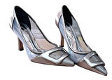 Mıcam 6525 Kadın Tokalı Tül Detaylı Stiletto Platin