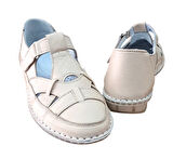 Fabbi 1025 Kadın Hakiki Deri Casual Comfort Ayakkabı Bej