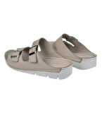 Castle Black 20317 Kadın Hakiki Deri İki Tokalı Comfort Terlik Bej