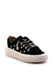 Aria 2408 Kadın Taşlı Kot Sneaker Ayakkabı Siyah