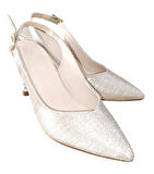 Stillo 774 Kadın Arkası Açık Simli Topukta Taş Detaylı Abiye Ayakkabı Altın