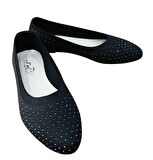 Sedef 243 Kadın Taşlı Triko Babet Siyah