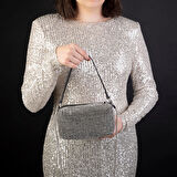 Nas 951 Kadın Taşlı Abiye Omuz Çantası Gümüş