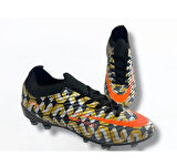 La Liga K500 Erkek Çoraplı Çim Saha Kramponu Siyah - Gümüş