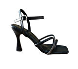 Bs Shoes 0028 Kadın Taşlı Kadeh Ökçe Açık Ayakkabı Siyah