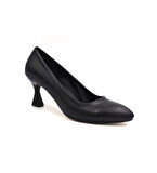 Lourenza 6002 Kadın Hakiki Deri 6.5 Cm Kadeh Ökçeli Kapalı Stiletto Siyah