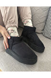 Feel Up En002 Kadın Bilek Boy Süet Peluşlu Eva Taban Bot Siyah