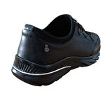 Palovit 027 Kadın Hakiki Deri Lastikli Düz Taban Comfort Günlük Ayakkabı Siyah