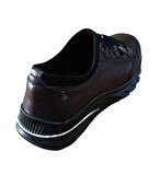 Palovit 027 Kadın Hakiki Deri Lastikli Düz Taban Comfort Günlük Ayakkabı Kahve