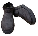 Ce&ce Bilekboy Kadın Süet Peluşlu Kalın Taban Günlük Bot Kahve