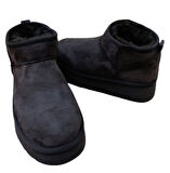 Ce&ce Bilekboy Kadın Süet Peluşlu Kalın Taban Günlük Bot Kahve