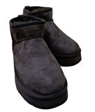 Ce&ce Bilekboy Kadın Süet Peluşlu Kalın Taban Günlük Bot Kahve