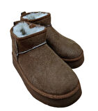 Ce&ce Bilekboy Kadın Süet Peluşlu Kalın Taban Günlük Bot Taba