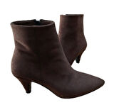 Pine Cone K100 Kadın Sivri Burun Kısa Sivri Topuklu Casual Bot Nubuk Kahve