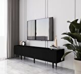 ENWOOD CAPELLA SİYAH COUNTRY 4 KAPAKLI AHŞAP AYAKLI  160 CM TV ÜNİTESİ