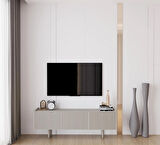 Enwood Capella Kumtaşı Rengi Mdf 3 Kapaklı Ahşap Ayaklı 140 Cm Tv Ünitesi
