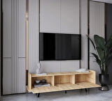 ENWOOD SPİCA SAFİR MEŞE RENGİ MDF 3 KAPAKLI AHŞAP AYAKLI 180 CM TV ÜNİTESİ