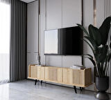 ENWOOD SPİCA SAFİR MEŞE RENGİ MDF 3 KAPAKLI AHŞAP AYAKLI 140 CM TV ÜNİTESİ