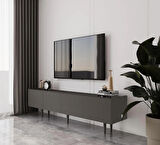 Enwood Capella Gri Mdf Country 4 Kapaklı Ahşap Ayaklı 180 Cm Tv Ünitesi
